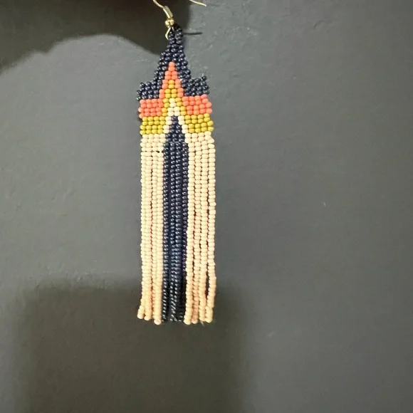 Colorful Beaded Drop Earrings - Picture 3 of 4